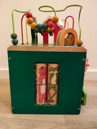 Cubo Actividades Infantil Madera Granja