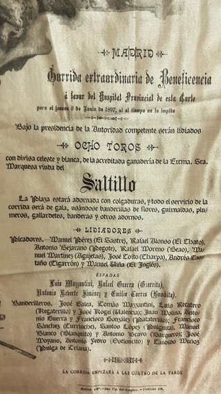 Cartel Toros Seda 1897 COLECCIONISMO