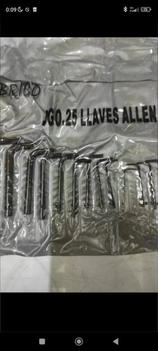 25 llaves allen en mm y pulgadas