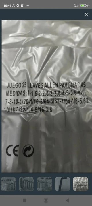 25 llaves allen en mm y pulgadas