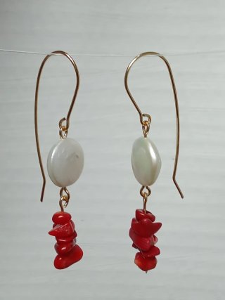 Pendientes Perla Barroca  Coral Rojo