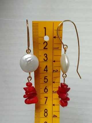 Pendientes Perla Barroca  Coral Rojo