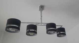 Lámpara de techo salón negra y plateada