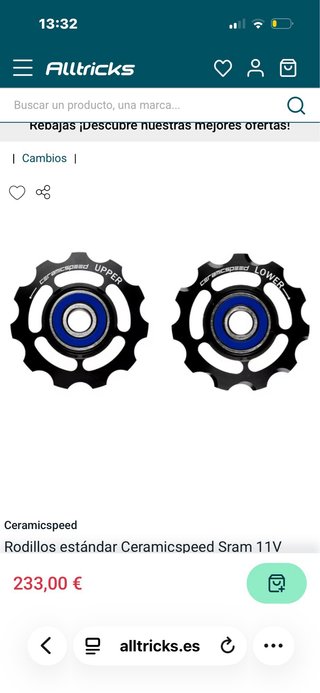 Roldanas CeramicSpeed SRAM 11v Rojas Nuevas