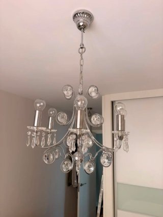 Lámpara colgante de cristal y metal