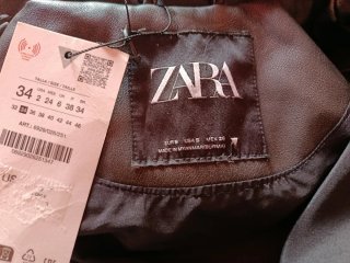 Cazadora Biker Zara Cuero Sintético Negra