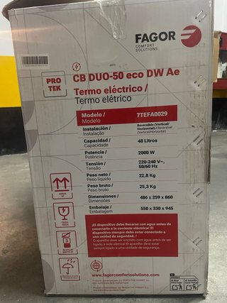 Termo Elétrico Fagor 50L CB DUO-50 eco DW Ae