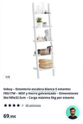 Estantería Escalera Blanca