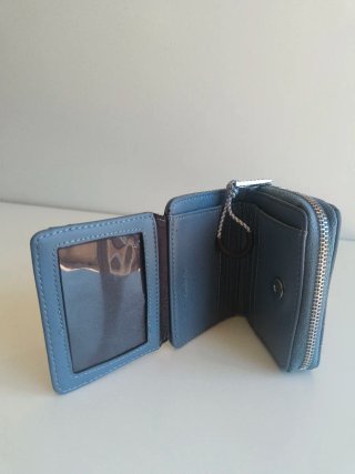 Cartera mujer azul con cierre cremallera