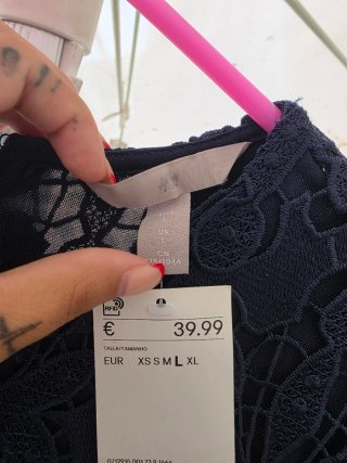 Vestido H&M Negro Encaje Talla L