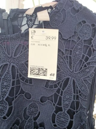 Vestido H&M Negro Encaje Talla L