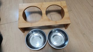 Comedero doble bambú para mascotas