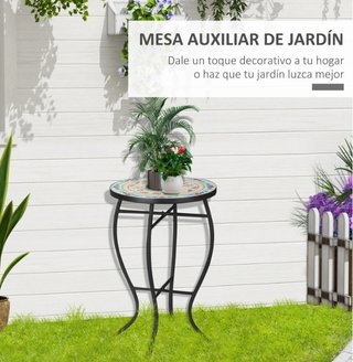 Mesa Auxiliar Mosaico Jardín Redonda