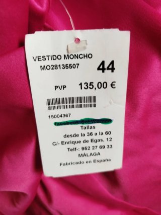 Vestido fiesta rosa lazo hombro talla 44