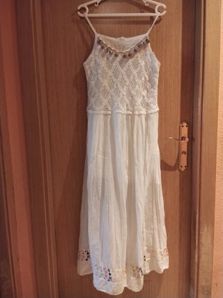Vestido blanco Ibicenco calado y con bordado