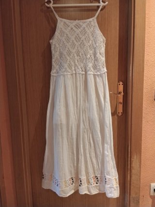 Vestido blanco Ibicenco calado y con bordado