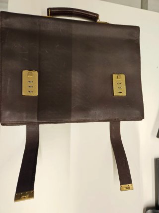 Cartera Vintage Piel Marrón y Dorado