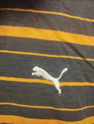 Polo Puma Rayas Gris Naranja Talla L