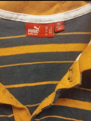Polo Puma Rayas Gris Naranja Talla L