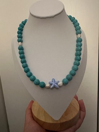 Collana pasta turchese perle fiume stella ceramica