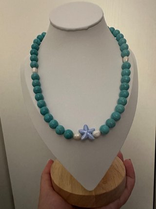 Collana pasta turchese perle fiume stella ceramica