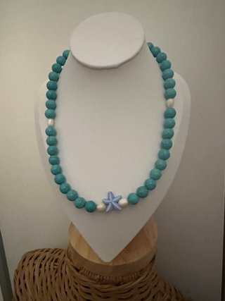 Collana pasta turchese perle fiume stella ceramica