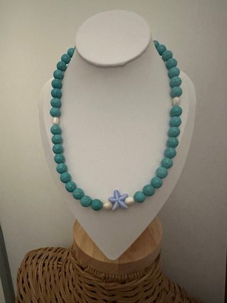 Collana pasta turchese perle fiume stella ceramica