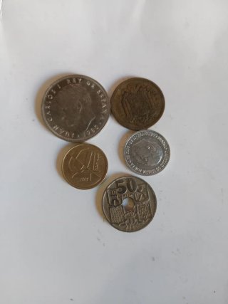 Lote 5 monedas antiguas pesetas