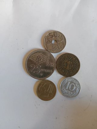 Lote 5 monedas antiguas pesetas