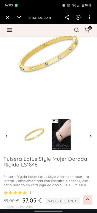 Pulsera Lotus Dorada con Cristales