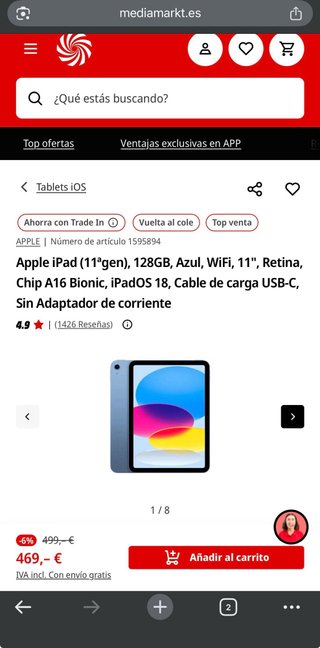 iPad A16 128GB Precintado Factura Garantía 3 años