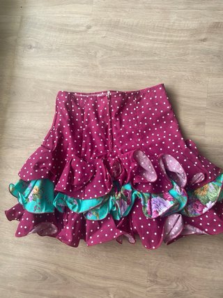 Falda flamenca volantes morado y turquesa
