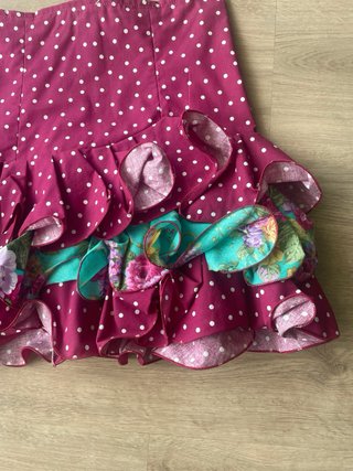 Falda flamenca volantes morado y turquesa