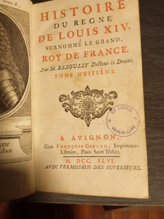 1746 2 tomos Historia de Luis XIV. Reboulet