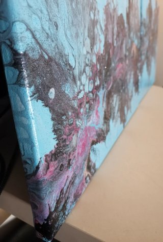 Dipinto Acrilico Fluid Art Blu e Viola