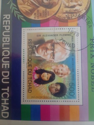 Colección sellos Tchad Premios Nobel