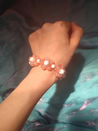 Pulsera flores rosa y blanco