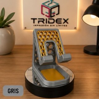 Soporte Móvil 3D Blanco y Dorado