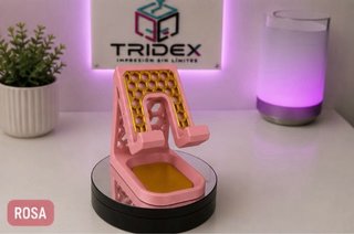 Soporte Móvil 3D Blanco y Dorado