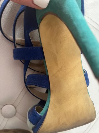 Sandalias de tacón azules y verdes T39