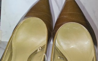 Décolleté Zara pelle verde militare