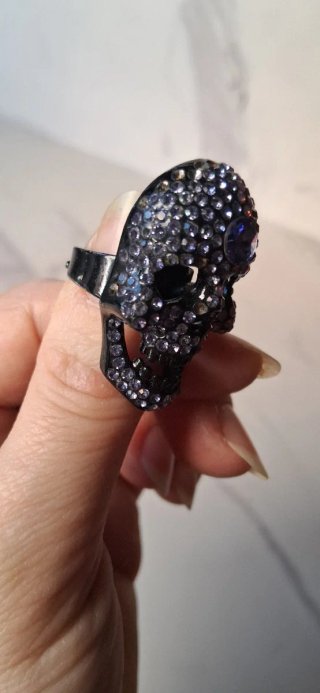 Anello teschio Swarovski cristalli viola