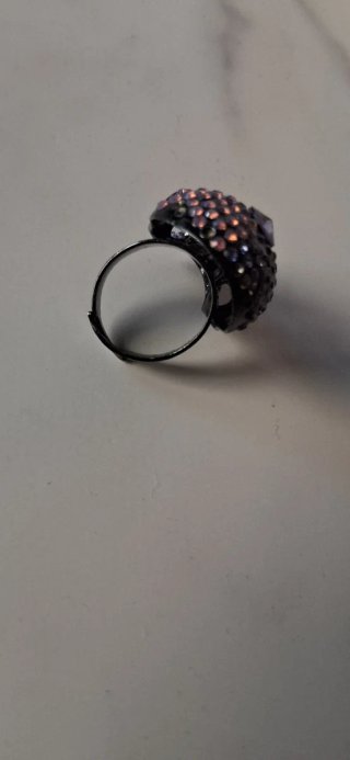 Anello teschio Swarovski cristalli viola