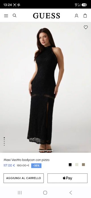 Vestido Largo Negro Guess Bodycon Encaje