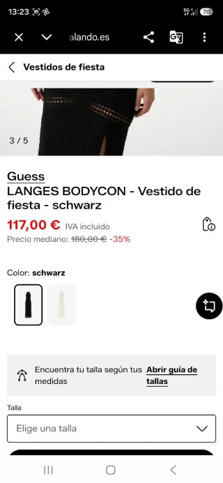 Vestido Largo Negro Guess Bodycon Encaje