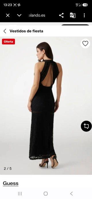 Vestido Largo Negro Guess Bodycon Encaje