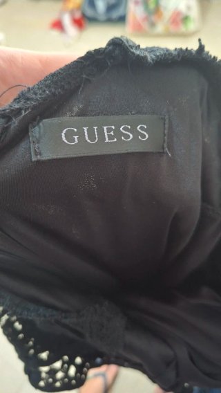 Vestido Largo Negro Guess Bodycon Encaje