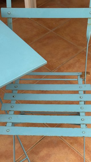 Mesa y 2 Sillas Plegables Metal Azul
