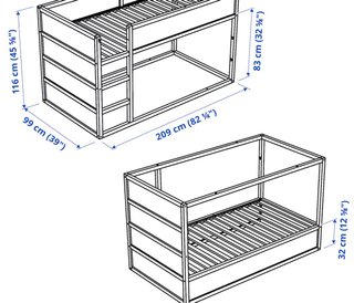 Cama litera juvenil de madera de pino