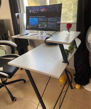 Escritorio Gamer L Blanco con Repisa